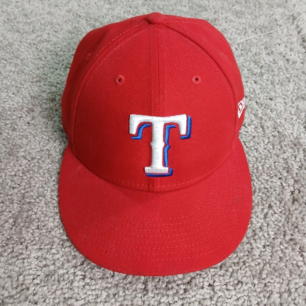 New Era 59FIFTY Texas Rangers Red Fitted Hat MLB On Field Cap 7 3/8